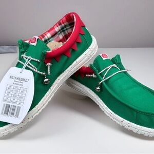 Hey Dude Wally Holiday ELF Men's Slip-On Shoes Color Green/Red Size M11
